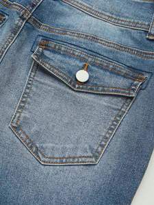 Pantalones de Verano de Pana Elástica y Transpirable con Cintura Elástica para Mujer, Jeans de Alta Calidad, Estilo Casual Holgado Personalizado - Product Image 4