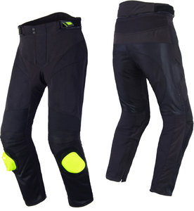 Men's Black Motorcycle <b>Pants</b> With Neon Yellow Knee <b>Pads</b> Breathable All Seasons Racing Wear - Product Image 1
