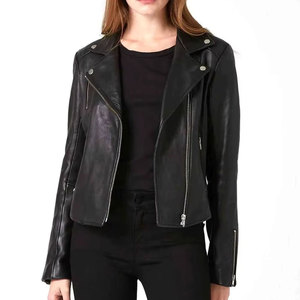 Chaqueta de Cuero para Mujer, Cierre de Cremallera Clásico, Corte Ajustado, Reversible, Forro Interior Cálido para Invierno, Uso Diario, Suministro para Exportación - Product Image 1