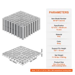 Piastrelle Modulari a Incastro con Cuscino d'Aria, Confezione da 12, in PVC Morbido, Drenanti, 30x30 cm, Antiscivolo per Palestra, Tappeti Drenanti Componibili - Product Image 4
