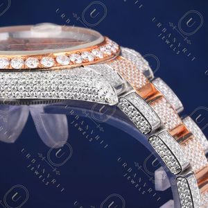 Reloj de Diamantes Moissanite Personalizado de 41 mm, Automático, Mecánico, de Acero Inoxidable, Resistente al Agua, para Hombre, Hecho a Mano, con Incrustaciones de Joyas - Product Image 3