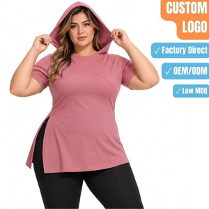 Top con Capucha Ajustado de Mezcla de Algodón para Mujer, Manga Corta, Detalle de Costuras, Venta al Por Mayor - Product Image 1