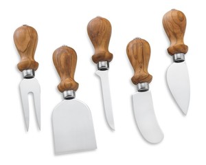 Juego de 3 Cuchillos para Queso Mini al por Mayor, con Mango Redondo de Madera, Cuchillo para Queso de Acero Inoxidable, Tenedor y Espátula para Charcutería, OEM - Product Image 4