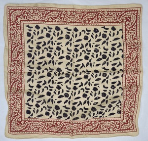 Block Printed Cotton Square Bandana Eco-Friendly Artisan Scarf Boho Hair Wrap Summer Travel <b>Beach</b> <b>Accessory</b> Geometric - Product Image 2