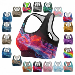 Soutien-gorge de sport respirant et confortable, style tendance, sans coutures, rembourré, dos nageur, pour le fitness et l'entraînement - Product Image 1