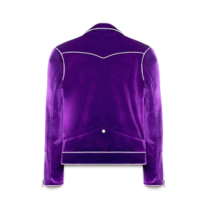 Veste en velours slim fit pour homme, col montant, logo sur le devant, idéale pour les occasions formelles, les mariages et les soirées. - Product Image 2