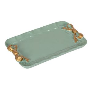 Modern Aesthetic Metal Serving Storage Tray with Bow Handles Decorative Vanity Tray <b>Coffee</b> <b>Table</b> Organizer Dessert Display Plate - Product Image 2