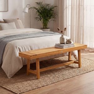 Solid <b>Wood</b> 63-Inch <b>Bench</b> for Dining Room Accommodates up to 3 People - Product Image 2