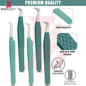 Pince à cils professionnelle Fiber Grip 90 degrés, antistatique, vert turquoise, pour volume intense et isolation - Product Image 4