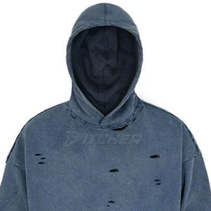 Stylish Premium Distressed <b>Hoodies</b> For Men Streetwear Pullover With Washed Finish For Daily Wear - Product Image 4