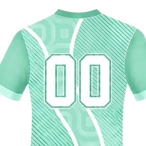 Maillot de rugby vert menthe et blanc à manches courtes, col en V, uniforme d'équipe géométrique personnalisé, respirant, pour l'entraînement et le sport - Product Image 4
