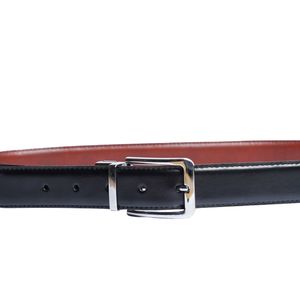 Cuir de vachette de qualité supérieure, marron clair et noir, réversible, avec logo personnalisé, boucle en alliage faite à la main, carrée, solide, vintage, décontractée, disponible - Product Image 2