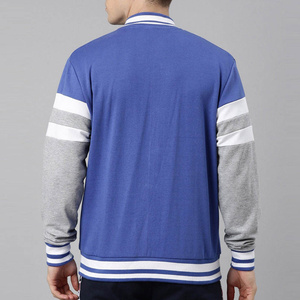 <b>Men's</b> Plus Size Varsity <b>Jacket</b> Blue Red <b>White</b> Striped Sleeve Preppy Style V-neck Regular Fit Waterproof Breathable - Product Image 4