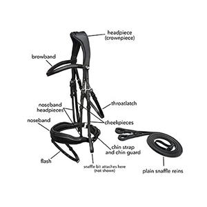 เบาะหนังแท้สำหรับแข่งม้าบังเหียนสวมศีรษะสีดำมีตัวยึดสแตนเลส - Product Image 6