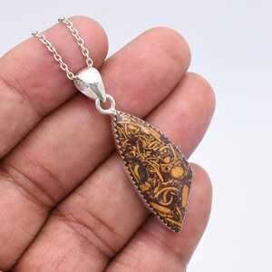 Handmade Mariam Jasper Pendant Necklace 925 Sterling <b>Silver</b> Natural Gemstone Vintage Engagement Party Jewelry Gift for Women - Product Image 6