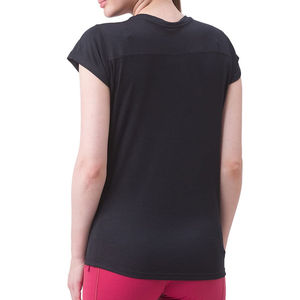 Women Solid Black <b>Cap</b> <b>Sleeve</b> O Neck Knitted T-Shirt Quick Dry Casual Wear 100% Polyester Spring Summer - Product Image 5
