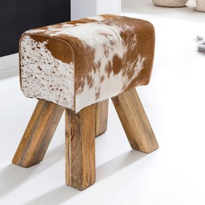 Taburete Otomano Rústico de Madera con Parches de Cuero Genuino Premium, Banco Boho Hecho a Mano para Entrada, Venta al por Mayor - Product Image 5