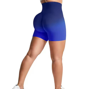 Shorts de yoga et de cyclisme pour femmes, unis, sans coutures, taille mi-haute, effet froncé push-up, séchage rapide et respirants - Product Image 5