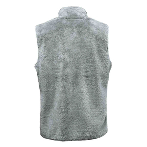 Chaleco de lana sherpa gris para hombre con cierre de cremallera y cuello alto sin mangas - Product Image 3
