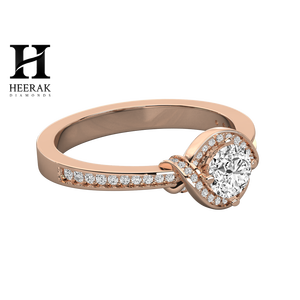Bague de fiançailles en or 14 carats avec halo de diamants torsadés - Bijou élégant en diamant de laboratoire/naturel - Product Image 4