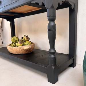 Antique Black <b>Console</b> <b>Table</b> Rustic Solid Wood Entryway Sideboard Vintage Three Drawer Hallway <b>Sofa</b> Stand Living Room Home - Product Image 3