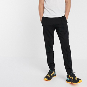 Men's Black Sweatpants Elastic Waist Side Pockets Casual Midweight Polyester Autumn Wear - Product Image 1