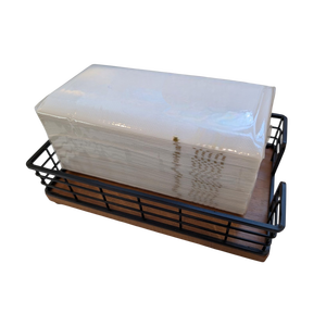 Support à serviettes en bois avec cadre métallique – Panier à serviettes en chêne et fer pour comptoir de salle de bain, salle d'eau et table à manger - Product Image 4