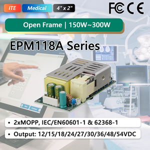 Alimentation à châssis ouvert 180W 300W 450W IEC60601 2xMOPP 54V pour équipement industriel EPM118AJ - Product Image 1