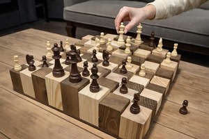 Jeu d'échecs en bois artisanal moderne avec boîte à échecs, design de luxe personnalisable, jeu d'échecs en bois moderne avec boîte - Product Image 3