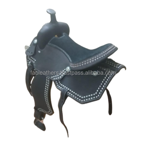 Selle de cheval de course Western Barrel en cuir véritable magnifiquement fabriquée à la main pour l'équitation de course avec jeu de pointes - Product Image 5
