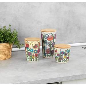 Sustainable Mango Wood Enamel Printed Decorative <b>Kitchen</b> <b>Storage</b> Container <b>Storage</b> Bottles & <b>Jars</b> - Product Image 3