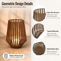 Ensemble de trois lanternes porte-bougies décoratives en fil métallique géométrique, cadre en fil moderne, décoration de table, accessoires de maison en gros