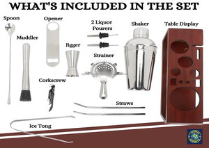 Professional Reusable Luxury Stainless Steel Bartender Kit | <b>Cocktail</b> <b>Shaker</b> Bar Tool <b>Set</b> | Wholesale Supply - Product Image 3