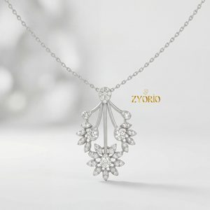 Colgante de Diamantes con Diseño Floral Dorado y Cadena de Eslabones Chapada en Oro para Mujer, Ideal para Aniversarios de Boda y Fiestas - Diseño Elegante y Lujoso - Product Image 3