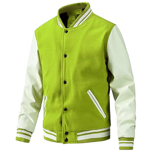 Chaqueta Varsity Roja para Hombre con Mangas Blancas, Cierre de Botones, Estilo Preppy, Color Sólido, Mezcla de Poliéster y Algodón, para Otoño - Product Image 6