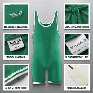 Green Wrestling Singlet <b>Men</b> One Piece Martial Arts Bodysuit Quick Dry Fitted Sports <b>Romper</b> Custom Logo - Product Image 6