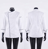 Vêtements en gros pour hommes et femmes, veste de chef respirante, uniforme de restaurant, design de logo personnalisé, vêtements de travail de cuisine à boutons sur le devant