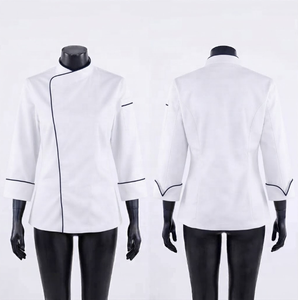 Vêtements en gros pour hommes et femmes, veste de chef respirante, uniforme de restaurant, design de logo personnalisé, vêtements de travail de cuisine à boutons sur le devant - Product Image 3