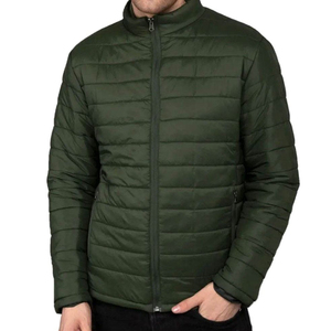 Chaqueta Acolchada de Lona Transpirable de Alta Calidad para Hombre, con Capucha, Logotipo Frontal, Cuello Alto, Manga Larga, Color Sólido - Product Image 1