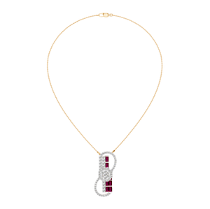 Élégant collier pendentif en plaqué or 14K et 18K avec rubis et diamants bijoux de luxe en pierres précieuses pour femmes cadeau parfait - Product Image 6