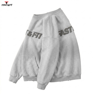Nouveau style streetwear d'hiver, design personnalisé, unisexe, uni, imprimé numériquement, 100% coton molletonné, sweat-shirt à manches longues - Product Image 6