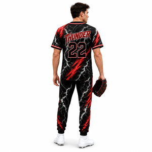 ชุดยูนิฟอร์มเบสบอล Thunder แบบพิมพ์ลาย Sublimation เสื้อและกางเกงสำหรับผู้ชาย ผู้ใหญ่ ระบายอากาศได้ดี ผลิตจากโพลีเอสเตอร์ ชุดกีฬาสำหรับสโมสรและทีม - Product Image 4