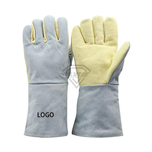 Heavy Duty Split Cowhide Leather Welding <b>Gloves</b> Heat Resistant <b>Long</b> Gauntlet Protective Work <b>Gloves</b> For Industrial Safety Custom - Product Image 1