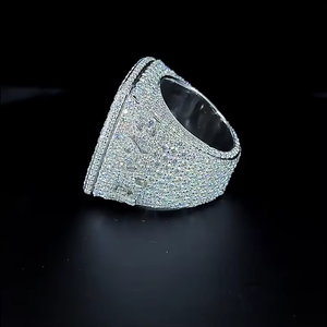 <b>Mens</b> 925 <b>Silver</b> Lab Grown Diamond Baguette <b>Ring</b> Iced Square <b>Signet</b> Statement <b>Ring</b> Luxury Fashion Jewellery Gift - Product Image 2