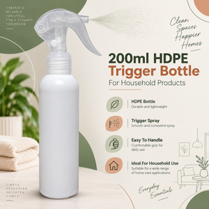 Botella con Pulverizador Recargable de 200 ml de HDPE |   Contenedor de Spray de Plástico Resistente para Limpieza del Hogar, Cuidado del Hogar y Productos Multiusos - Product Image 5