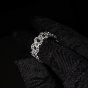Luxury 925 Sterling <b>Silver</b> Moissanite Diamond <b>Ring</b> Hip Hop <b>Eternity</b> Band Jewelry with Sparkling Fashion Statement Design - Product Image 2