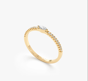 Statement 14KT Gold Natural Diamond Marquise Cut IGI Certified Vintage <b>Ring</b> Big Stone Luxury Fashion Jewelry Women Wedding - Product Image 2