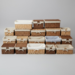 Paniers de rangement rectangulaires en rotin naturel, tissés à la main, écologiques, pour la maison, la cuisine, la salle de bain, l'hôtel, la buanderie, vente en gros - Product Image 3