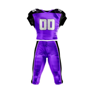 Ensemble d'uniformes de football américain violet avec accents noirs, design sublimé, style ajusté anti-humidité, ensemble américain pour adultes - Product Image 4