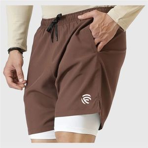 Shorts de compression 2 en 1 pour hommes, couleur olive - Product Image 1
